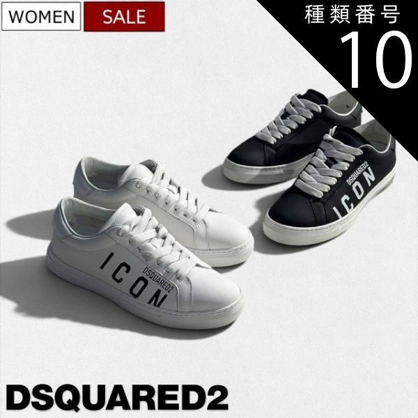 種類10：38/ホワイト 【定価55,000円(税込)】DSQUARED2 ディースクエアード 　ラフに見せないのが大人のルール！足元にモードな洗練を宿すブランドロゴ入りICONレザースニーカー 牛革 靴 シューズ スリッポン コートスニーカー S83SNW
