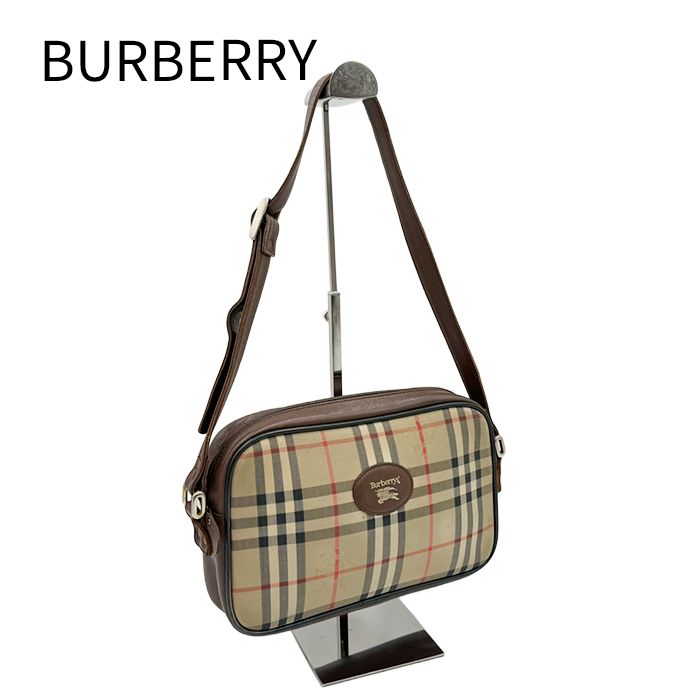 BURBERRY バーバリー ノバチェック ショルダーバッグ ブラウン ベージュ レザー キャンバス レディース 斜め掛け ヴィンテージ