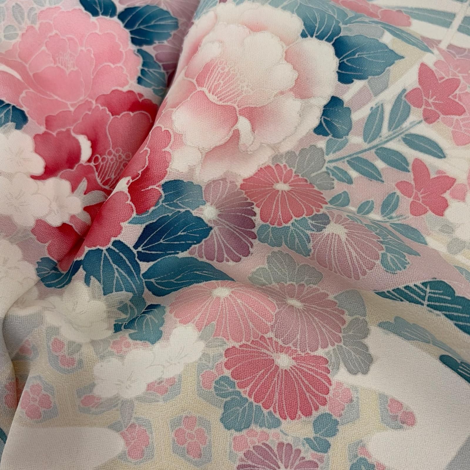 付け下げ 正絹 紋なし 美しい染めの花 袷 着物 a-657 - メルカリ