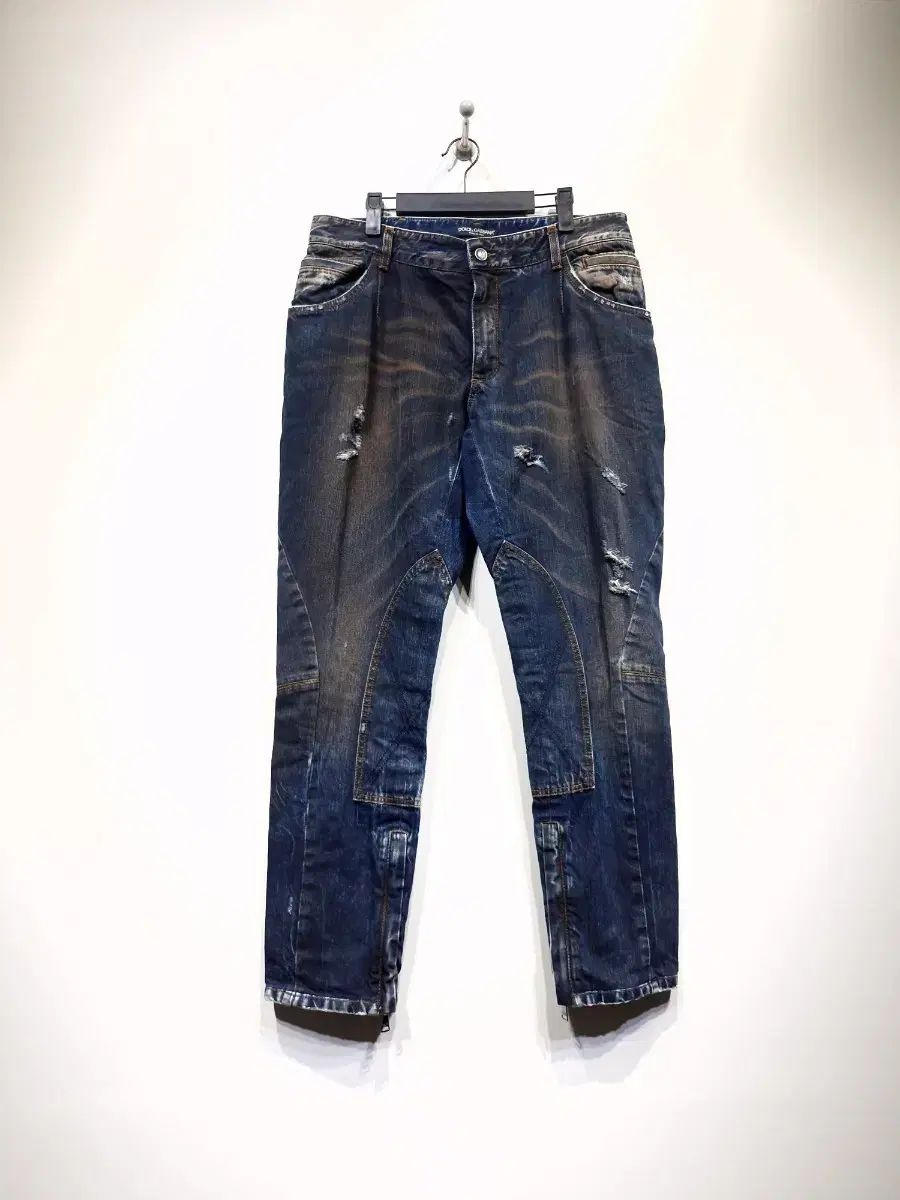 正規品タグ Dolce&Gabbana 18ルーズ マッドウォッシュ バイカーデニム