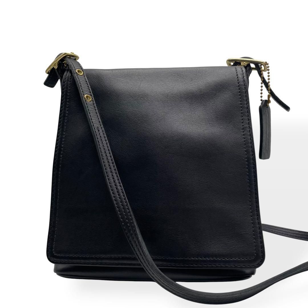 極美品 COACH オールドコーチ ショルダーバッグ USA製 レザー ブラック 