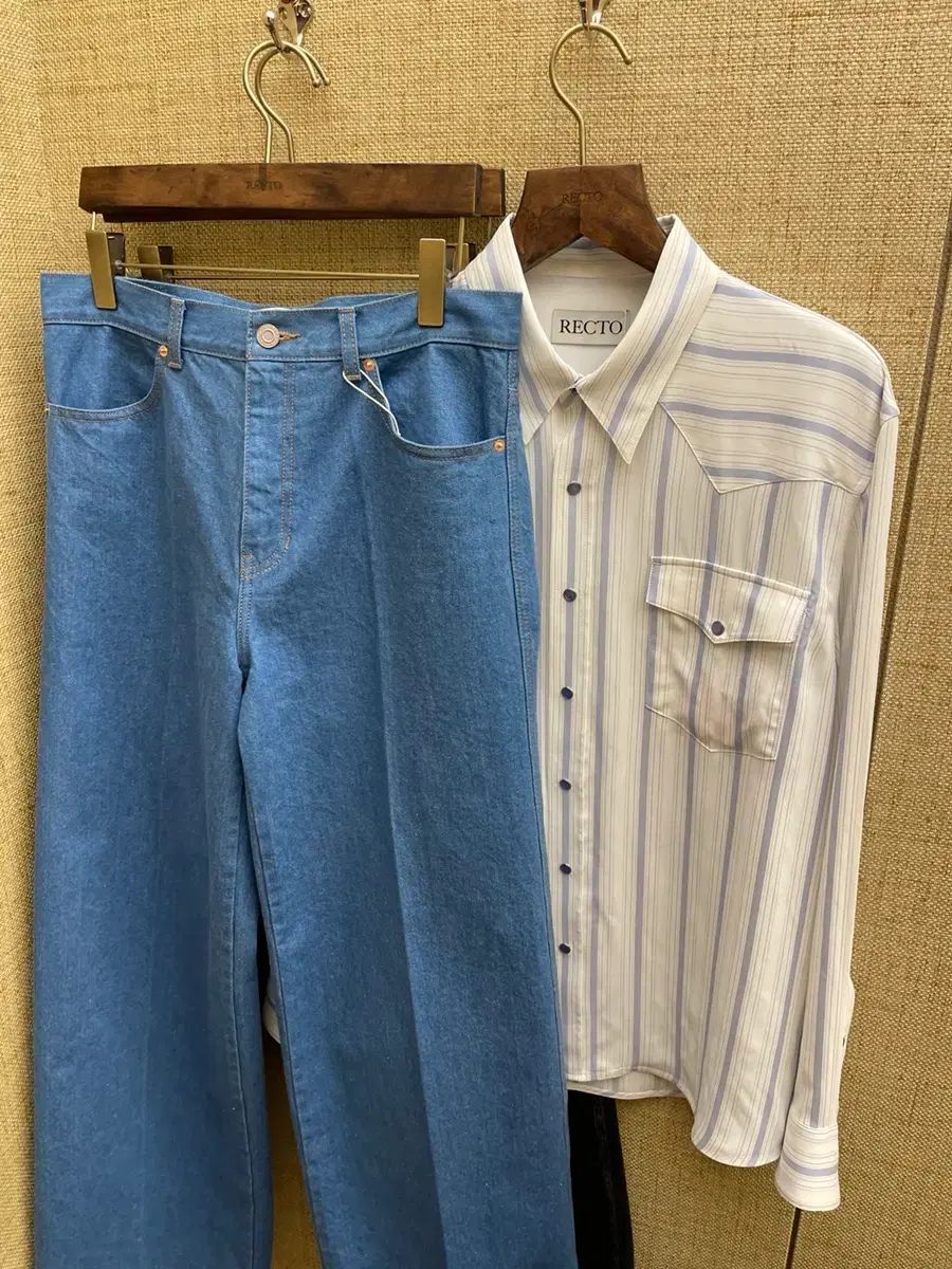 25ss レクト フレア デニム ダスティ ブルー S