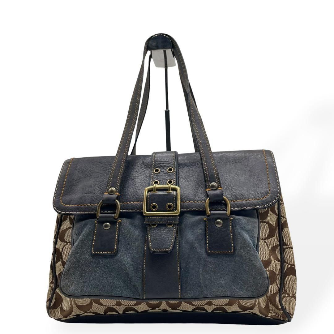 美品 COACH トートバッグ　スエード レザ ー キャンバス ソーホー　肩掛け