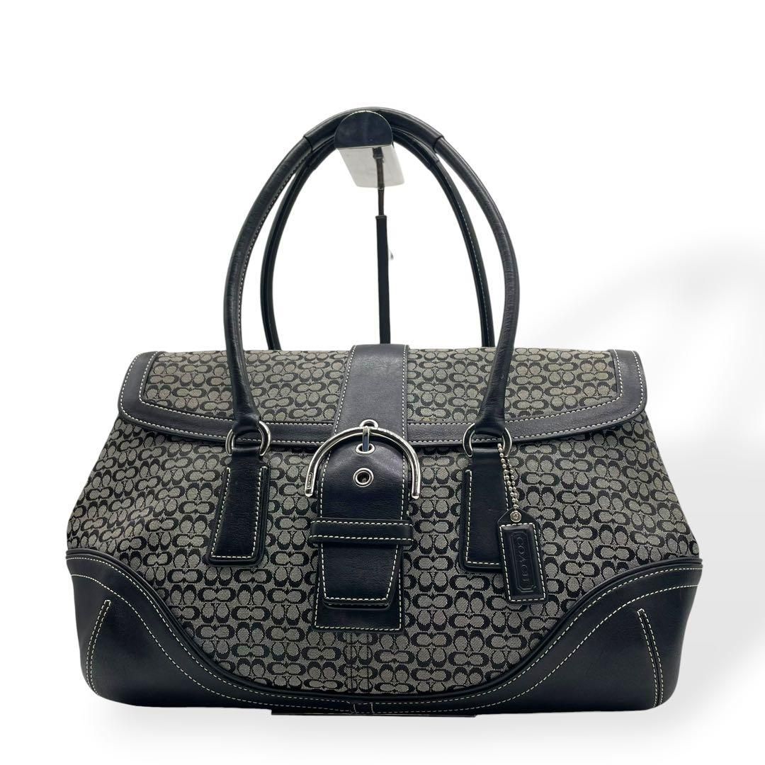極美品　COACH コーチ　ショルダーバッグ　肩掛け　シグネチャー　ブラック
