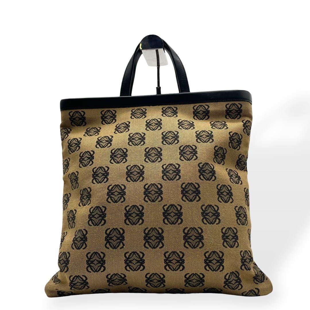 極美品 LOEWE ロエベ アナグラム トートバッグ キャンバス レザー 総 