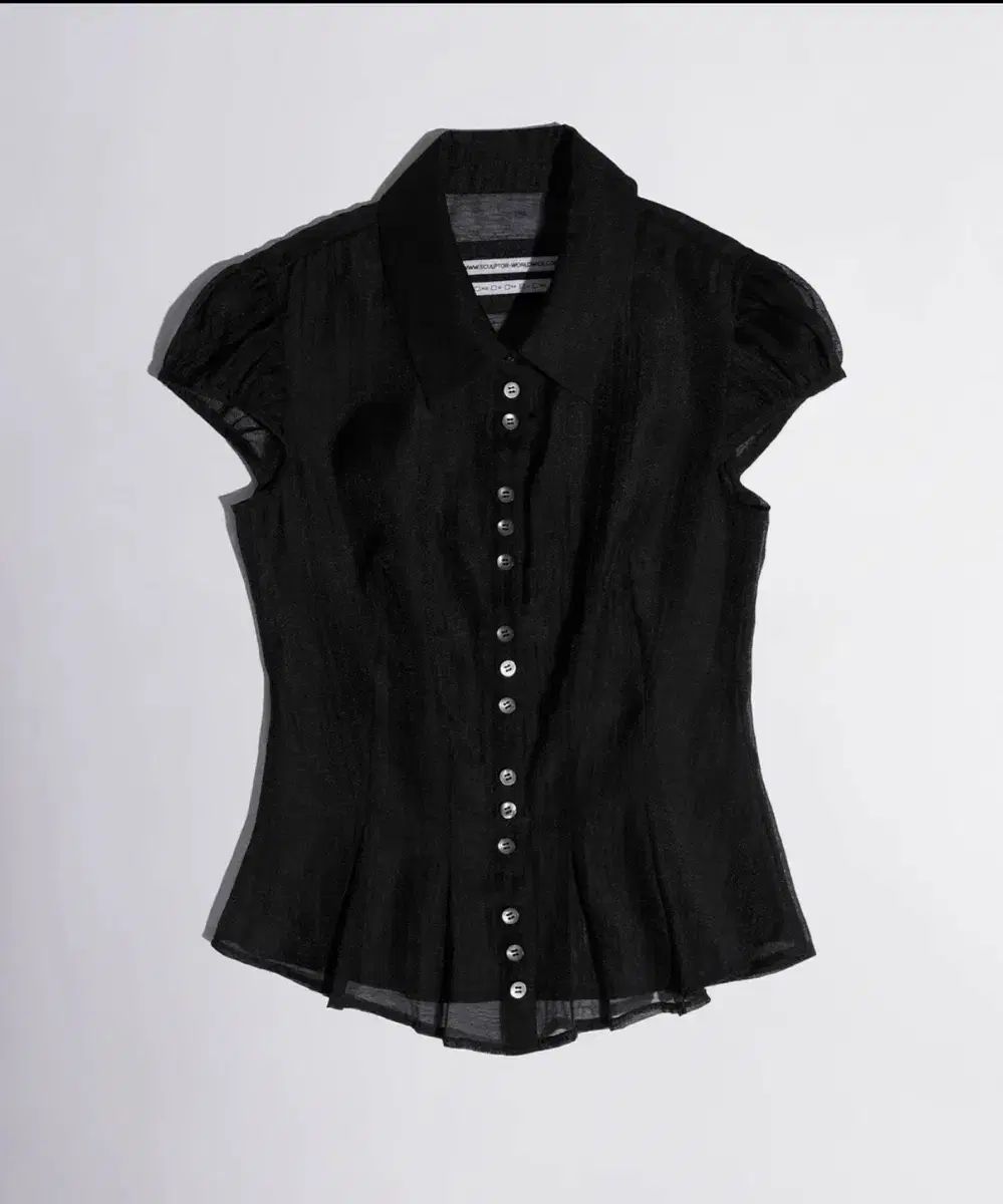スカルプター Sheer Pleated Hem ブラウス Black