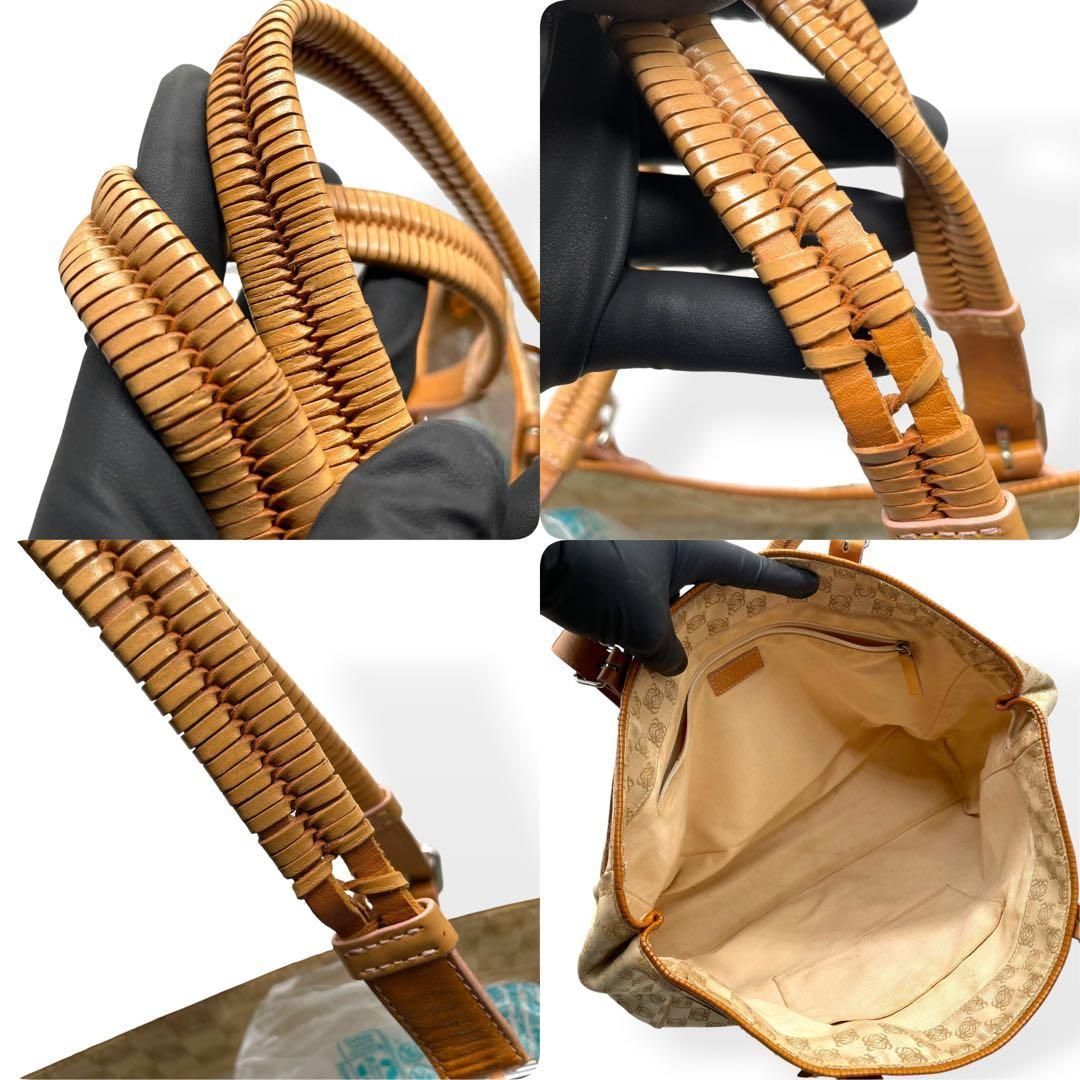 【LOEWE】トートバッグ　アナグラム　キャンバス　レザー　バイカラー　A4 美品 LOEWE ロエベ アナグラム柄 トートバッグ キャンバス レザー A4