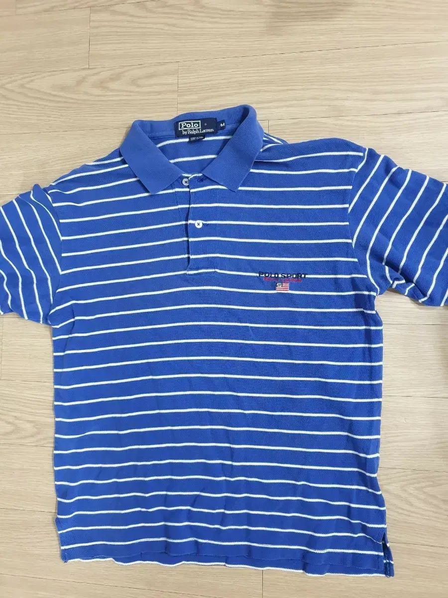 ポロ スポーツ ブルー ストライプ 半袖 カラーTシャツ M ロライフ