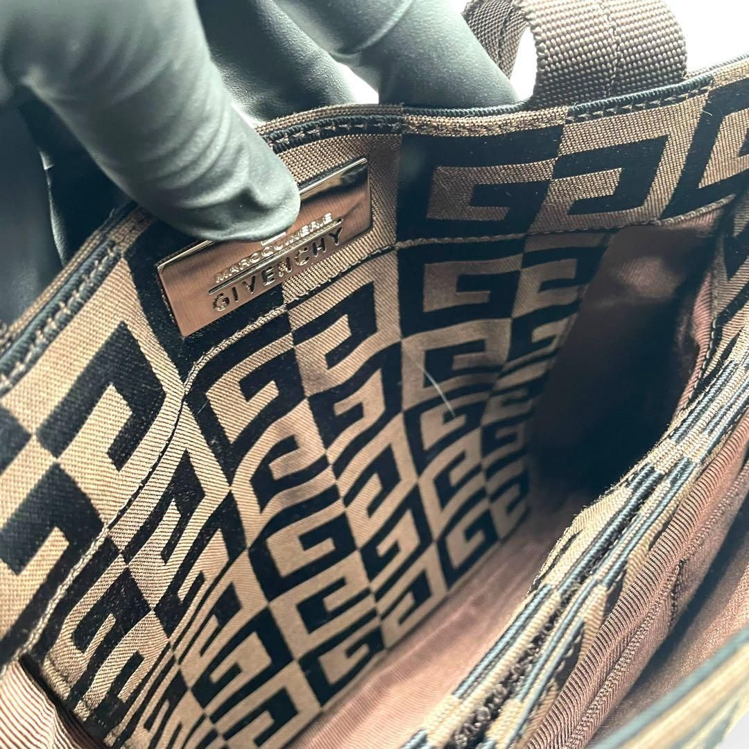 ジバンシー GIVENCHY キャンバス ハンドバッグ モノグラム Gロゴ 茶 