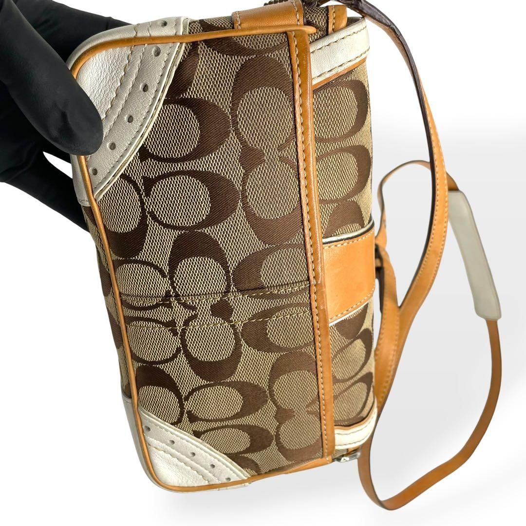 美品 COACH コーチ ショルダーバック ソーホー キャンバス レザー