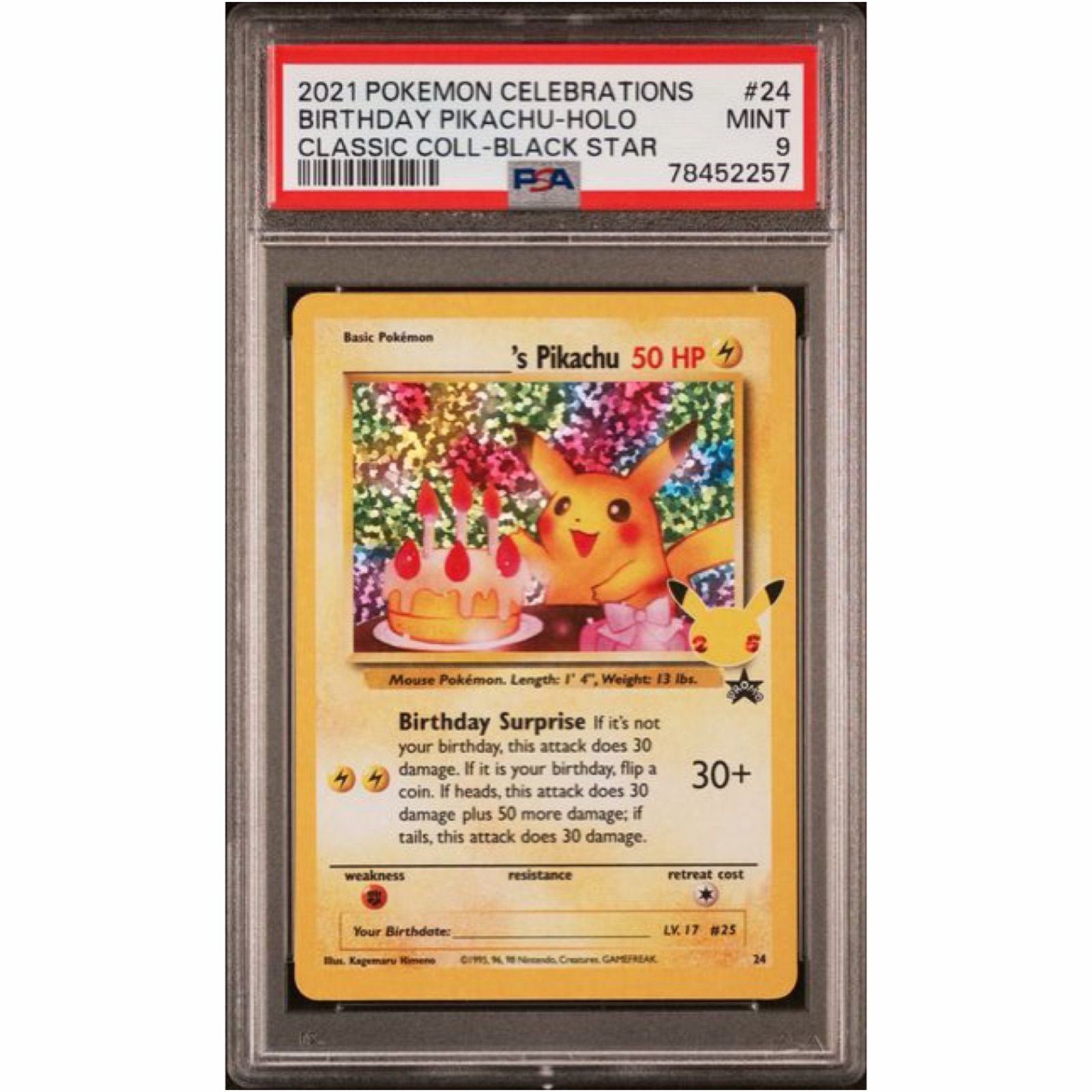 PSA9 _のピカチュウ お誕生日ピカチュウ 英語版 おたんじょうび