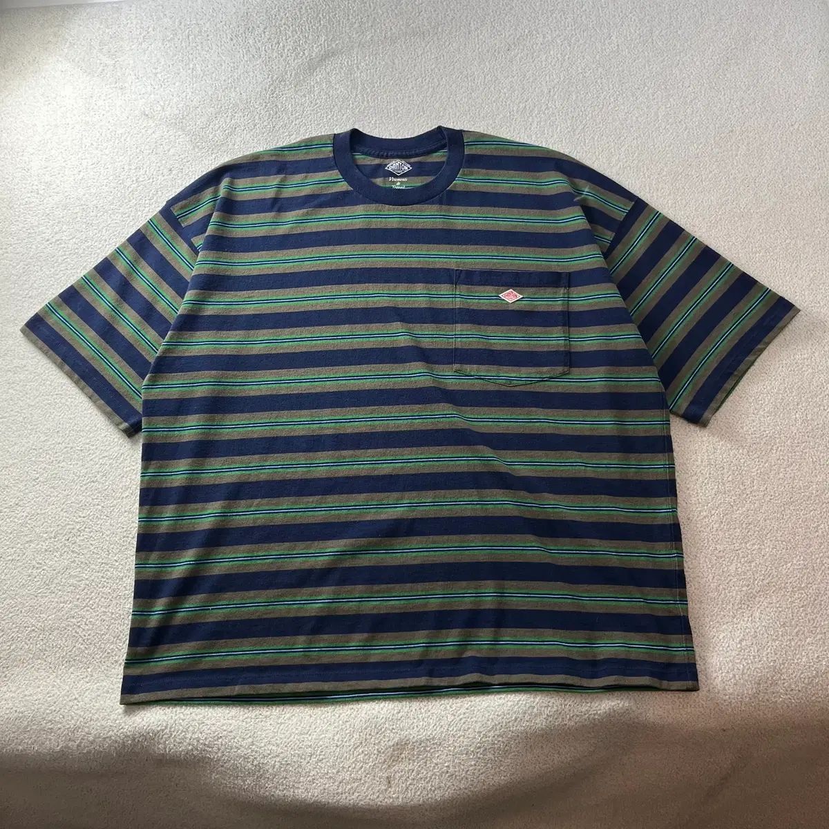 105 ダントン ストライプ ポケット 半袖 Tシャツ