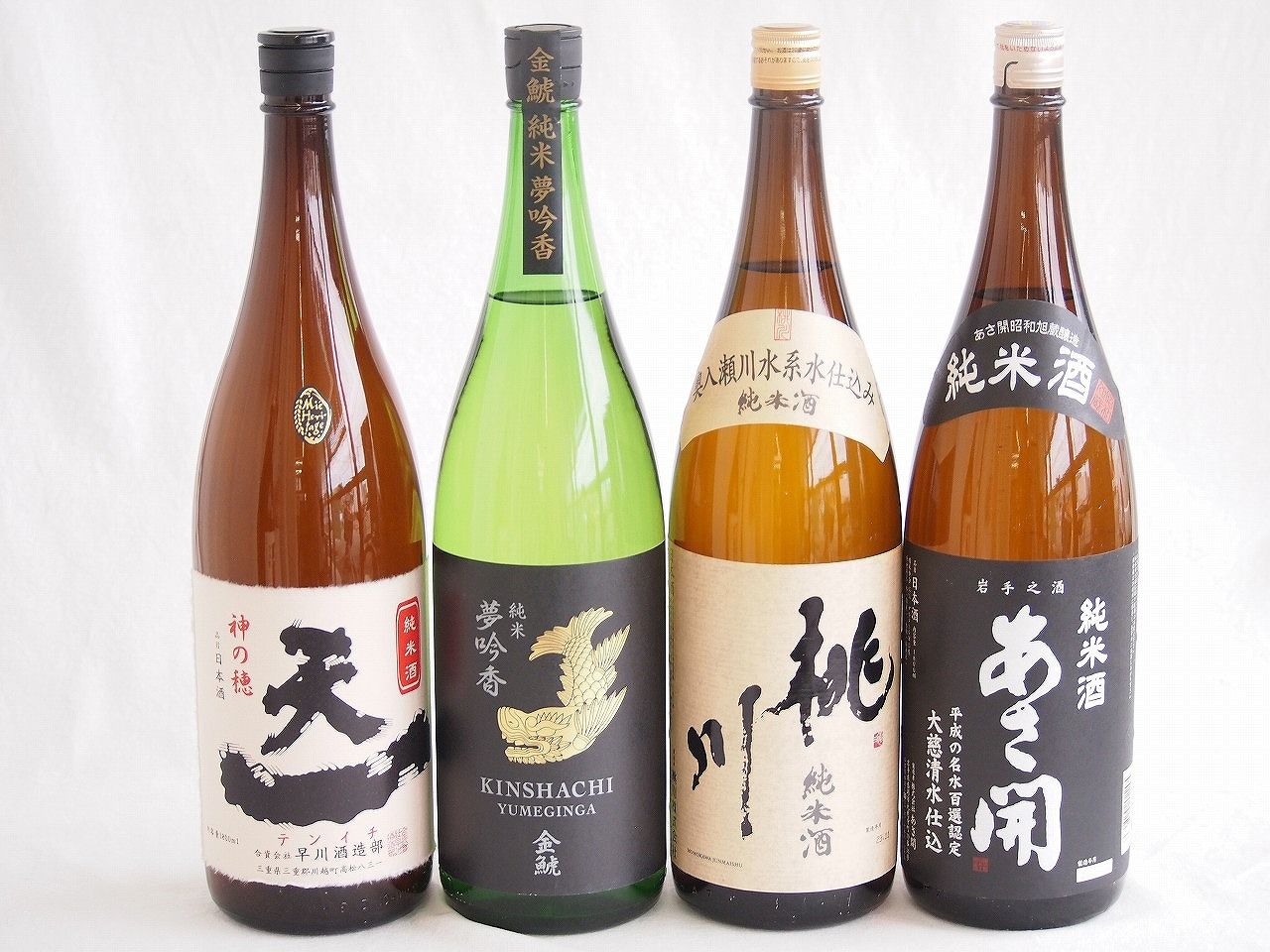 米の旨味よい日本酒4本セット(早川酒造部天一 純米酒 (三重県) 桃川 純米酒 (青森県) 金しゃち酒造金鯱 夢吟香 純米酒 (愛知県) あさ開 純米酒 (岩手県)) 1800ml×4本