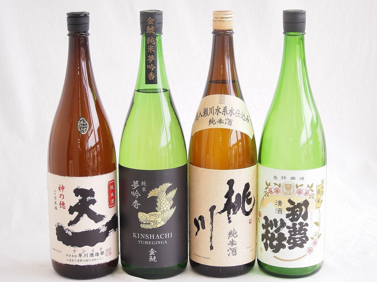米の旨味よい日本酒4本セット(早川酒造部天一 純米酒 (三重県) 桃川 純米酒 (青森県) 金しゃち酒造金鯱 夢吟香 純米酒 (愛知県) 金しゃち酒造初夢桜 純米酒 (愛知県)) 1800ml×4本