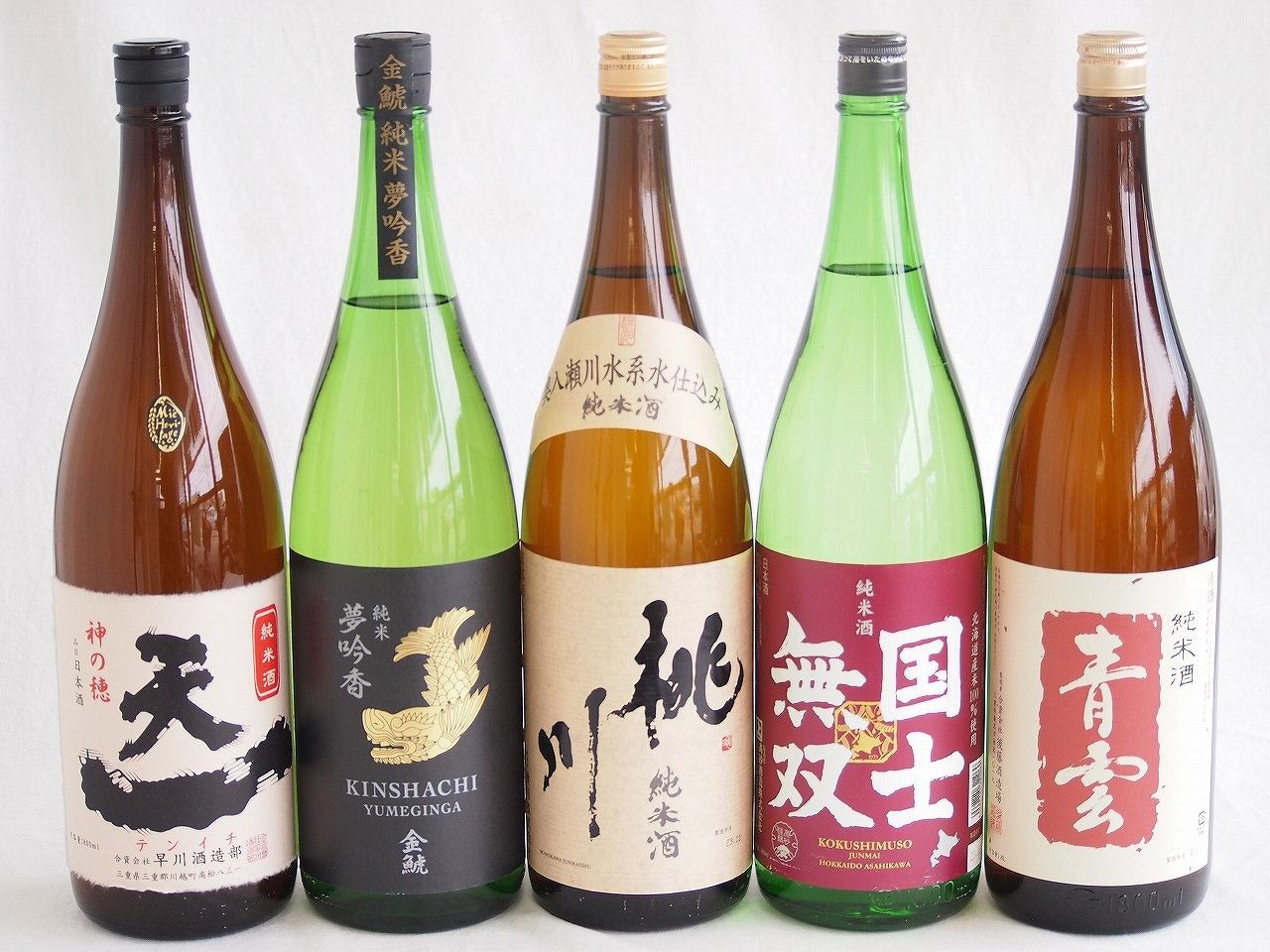 米の旨味よい日本酒5本セット(早川酒造部天一 純米酒 (三重県) 桃川 純米酒 (青森県) 金しゃち酒造金鯱 夢吟香 純米酒 (愛知県) 後藤酒造場青雲 純米酒 (三重県) 高砂酒造国士無双 純米酒 (北海道)) 1800ml×5本
