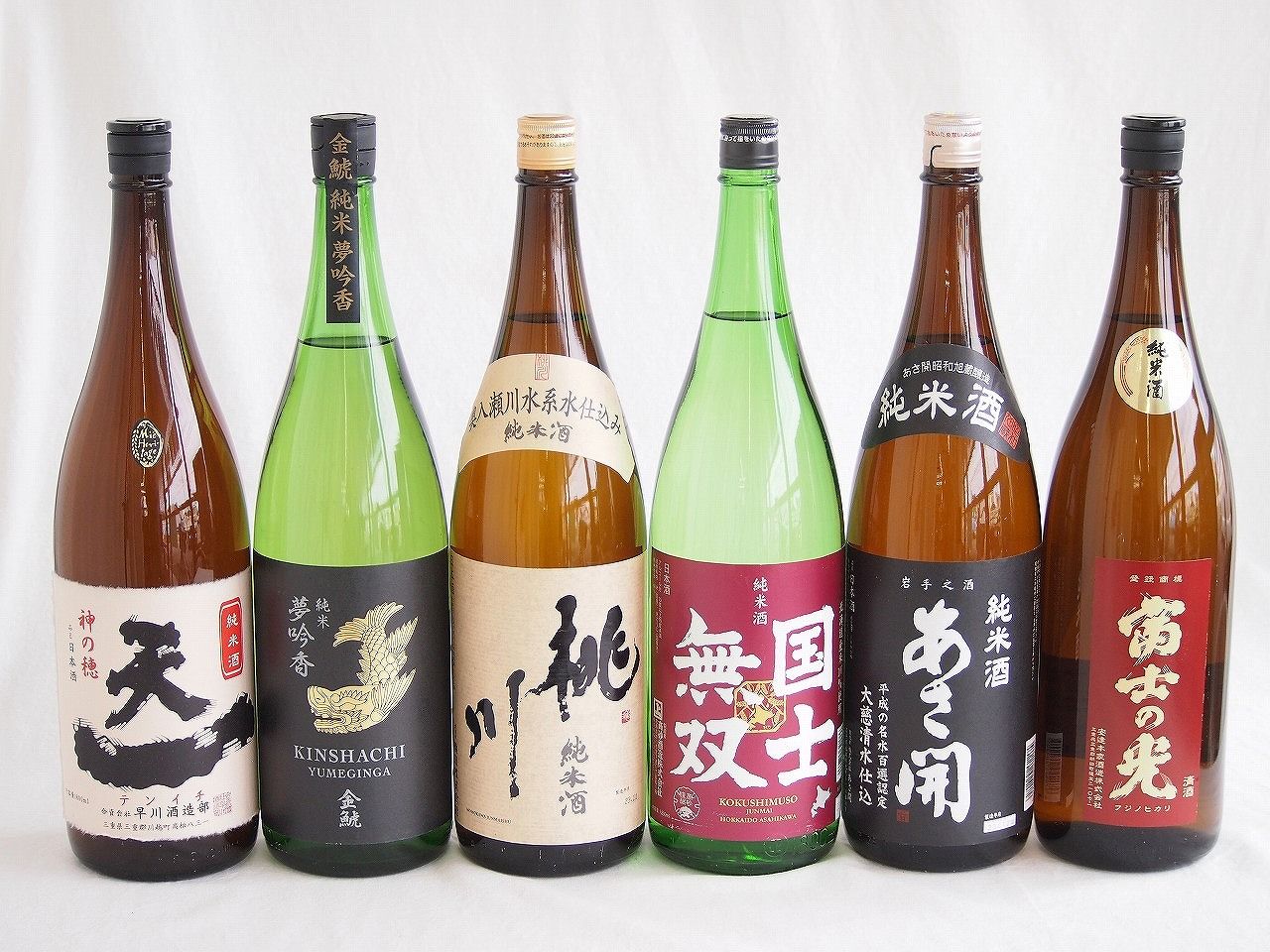 米の旨味よい日本酒6本セット(早川酒造部天一 純米酒 (三重県) 桃川 純米酒 (青森県) 金しゃち酒造金鯱 夢吟香 純米酒 (愛知県) 安達本家酒造富士の光 純米酒 (三重県) 高砂酒造国士無双 純米酒 (北海道) あさ開 純米酒 (岩手県)) 180