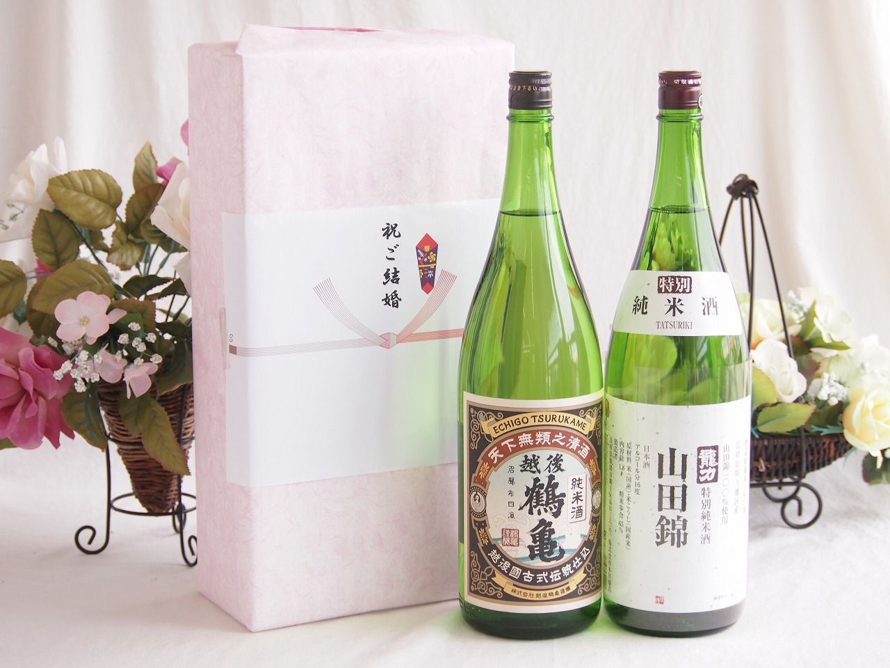 祝福の気持ちを寿々の香り日本酒セット 越後鶴亀 純米酒(新潟県)本田酒造 龍力 山田錦特別純米酒(兵庫県)1800ml×2本