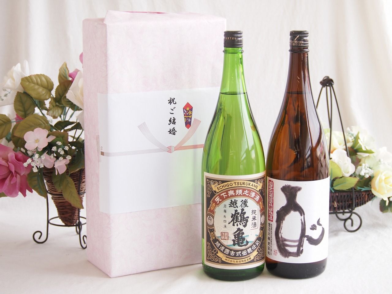 祝福の気持ちを寿々の香り日本酒セット 越後鶴亀 純米酒(新潟県)吉乃川株式会社 杜氏の晩酌（新潟県）1800ml×2本