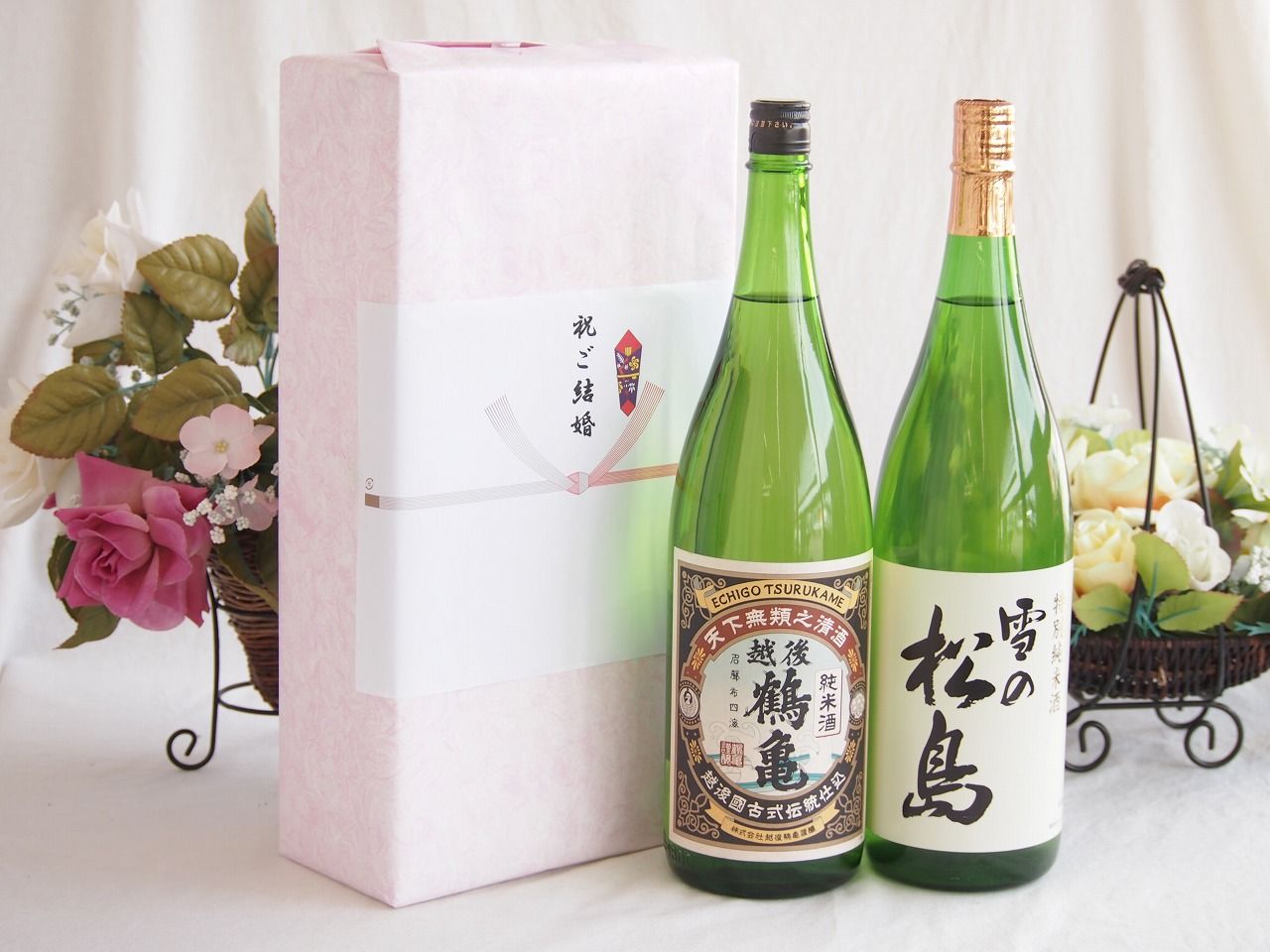 祝福の気持ちを寿々の香り日本酒セット 越後鶴亀 純米酒(新潟県)大和蔵酒造 雪の松島特別純米酒(宮城県)1800ml×2本