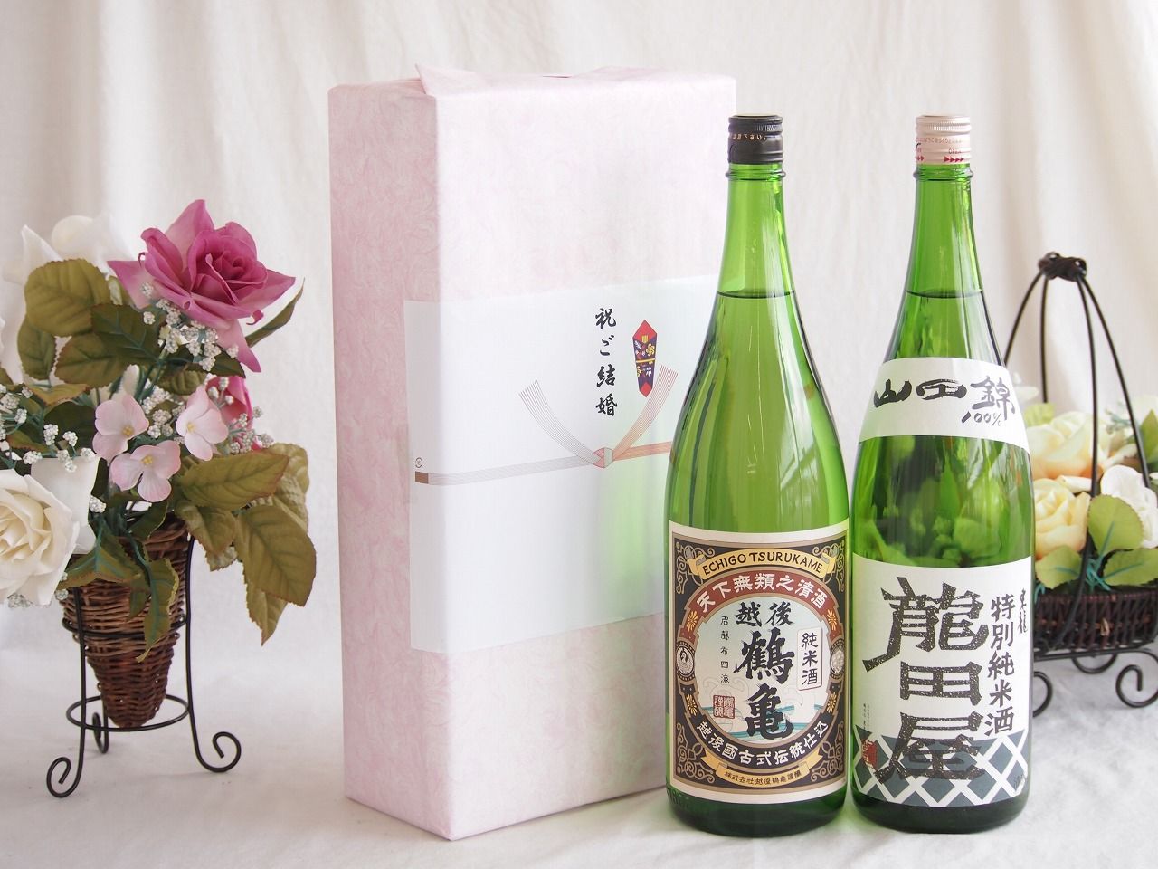 祝福の気持ちを寿々の香り日本酒セット 越後鶴亀 純米酒(新潟県)東春酒造 東龍 龍田屋特別純米(愛知県)1800ml×2本