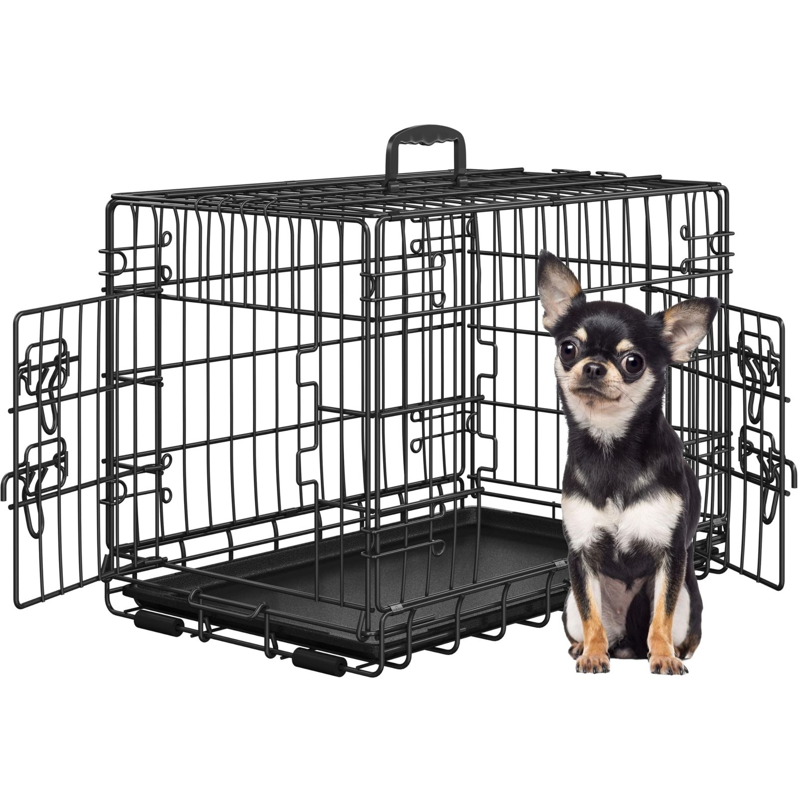 Yaheetech ペットサークル 犬 ケージ 犬用ゲージ 超小型犬・小中型犬用 高さ47.5cm ダブルドア 仕切り調整OK トレー付き トイレトレーニングにも最適 掃除ラクラク 折りたたみ 収納可能 組立簡単 室内外兼用 幅63×奥行42 2f08b413