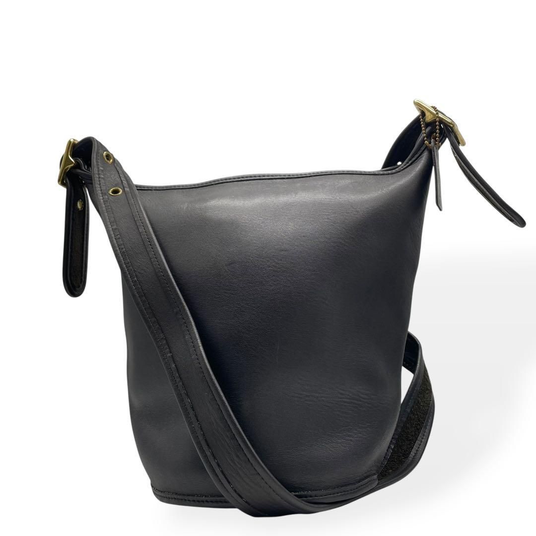 極美品　COACH オールドコーチ　ショルダーバッグ　USA製　ブラック　レザー