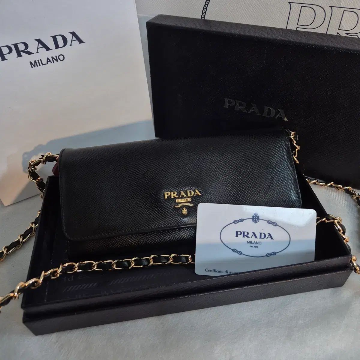 PRADA プラダ ゴールド サフィアーノ 長財布 (フルセット)