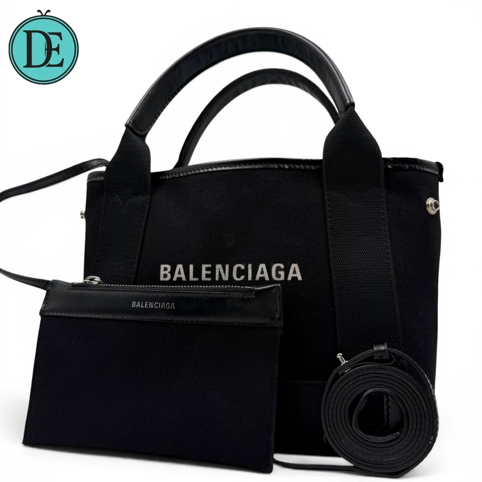 【良品】BALENCIAGA balenciaga バレンシアガ ハンドバッグ トートバッグ ショルダーバッグ 2way クロスボディ ネイビーカバスXS ブラック レザー ポーチ レディース 手提げ 斜め掛け