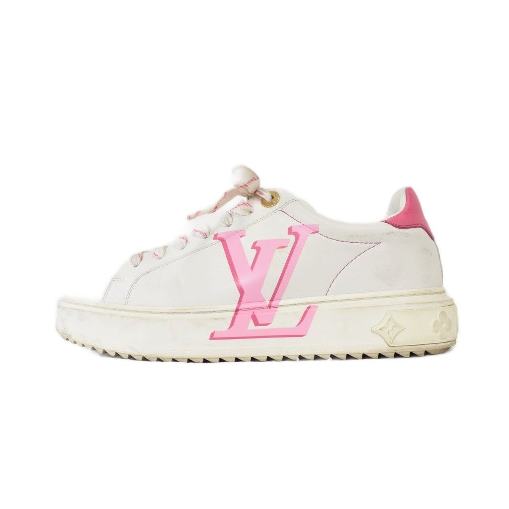 ルイヴィトン LOUIS VUITTON Women's Time Out Sneaker Rose ウィメンズ タイムアウト ライン スニーカー 37.5 白 ホワイト ☆AA★