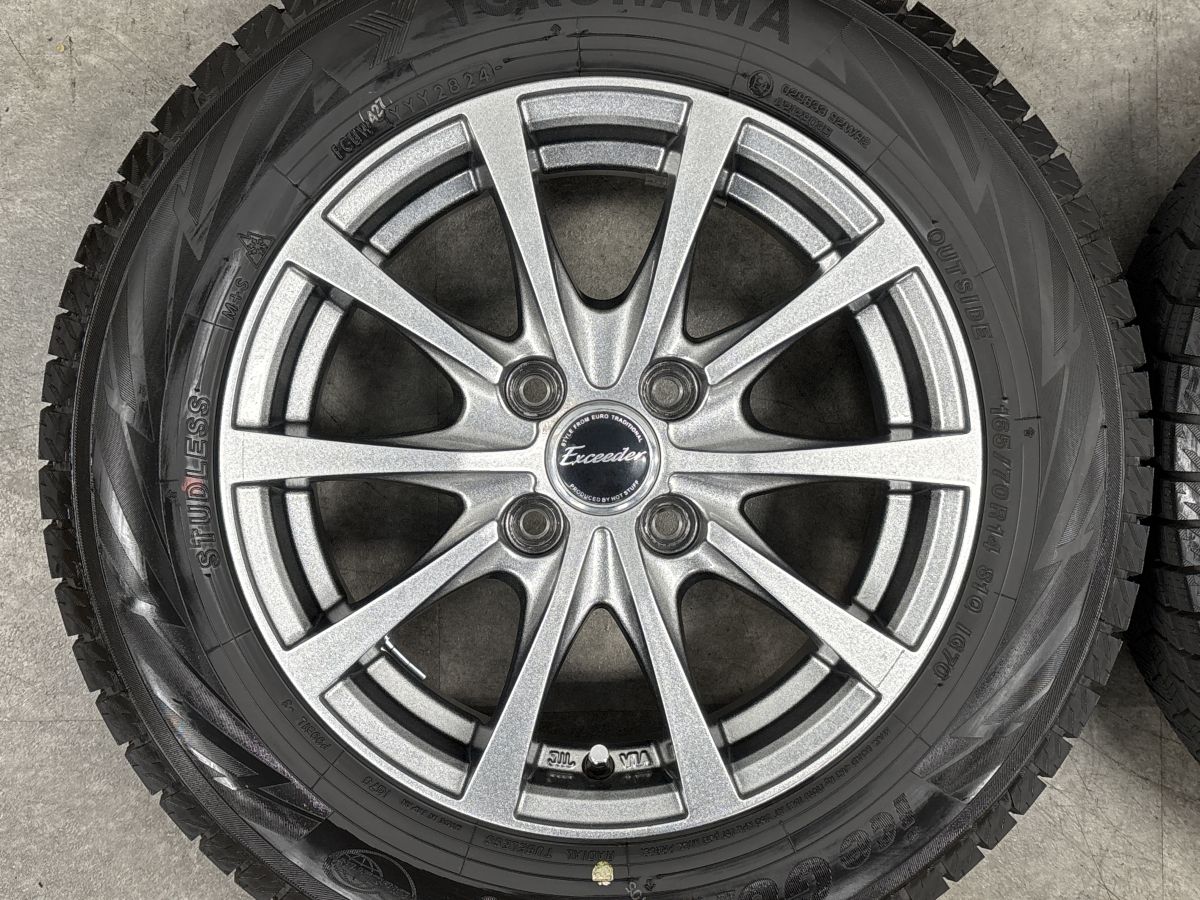 決まりました！ガリ傷無しバリ山美品！2018年製 ヨコハマECOS ES31 165/70R14 社外アルミ PCD100-4H 4.5J-OFF45 ラピュタ kei スイフト 　 2024年製 バリ溝】エクシーダー E03 14in 5.5J+45 PCD100 ヨコハマ