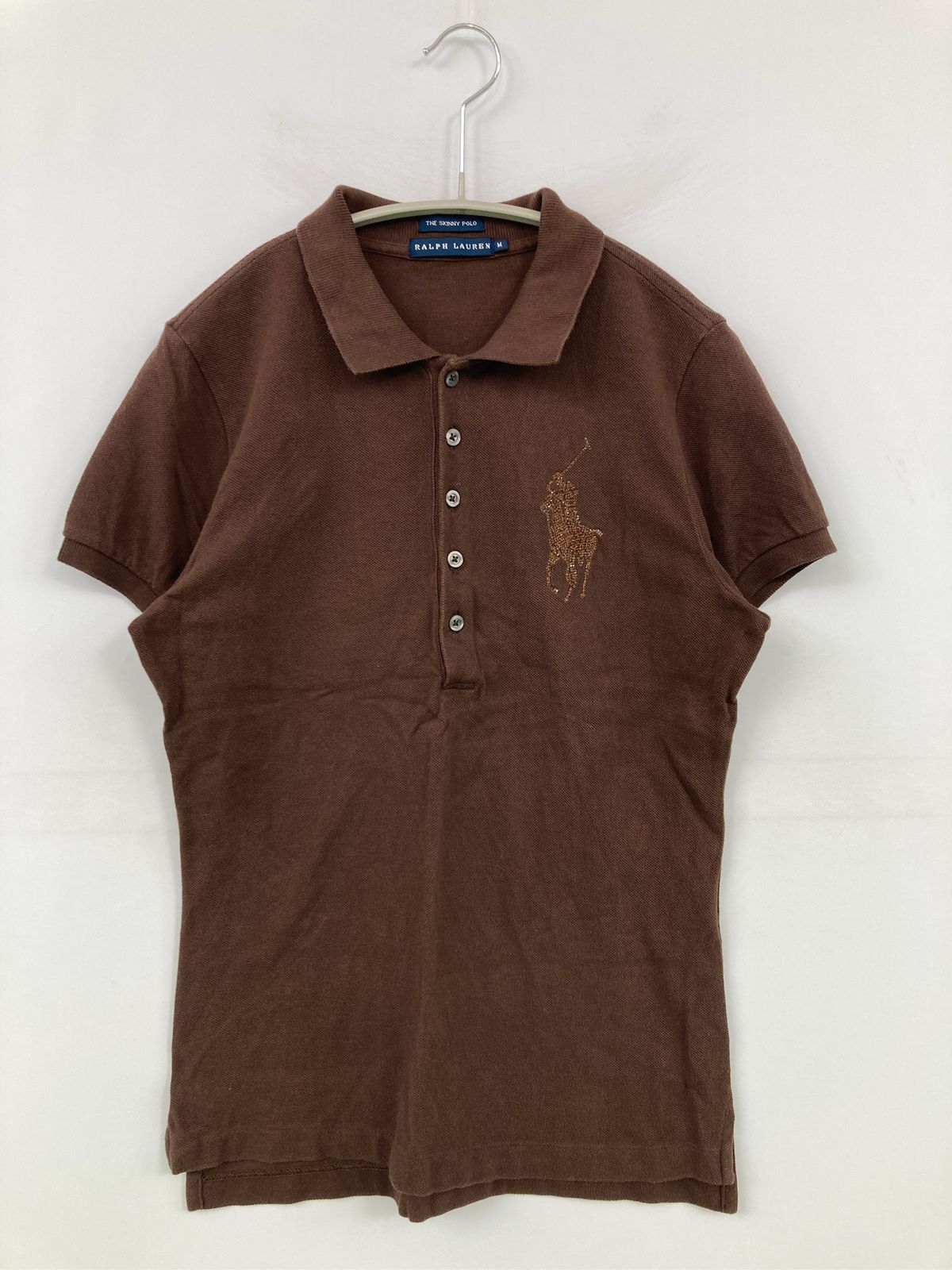 Ralph Lauren ラルフローレン ポロシャツ M ブラウン 無地 ワンポイント ブランドロゴ 半袖 レディース