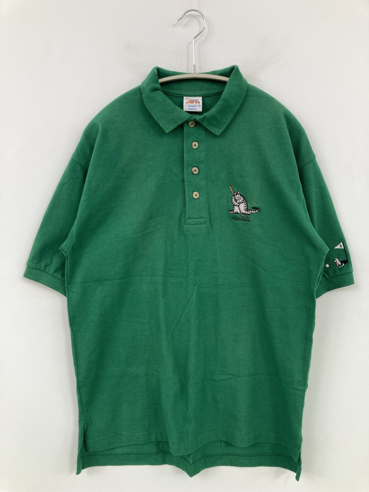 crazy shirts クレイジーシャツ ポロシャツ SMALL グリーン 無地 ワンポイント 刺繍 半袖 メンズ