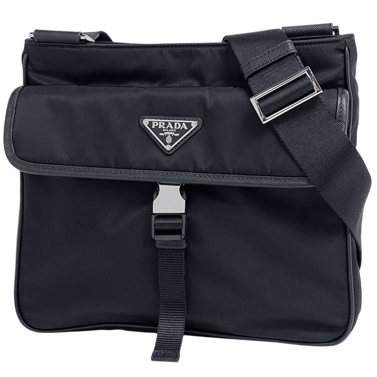 プラダ PRADA Re-Nylon ショルダーバッグ ロゴプレート テスートナイロン ネロ(ブラック) 2VH119 レディース 【中古】