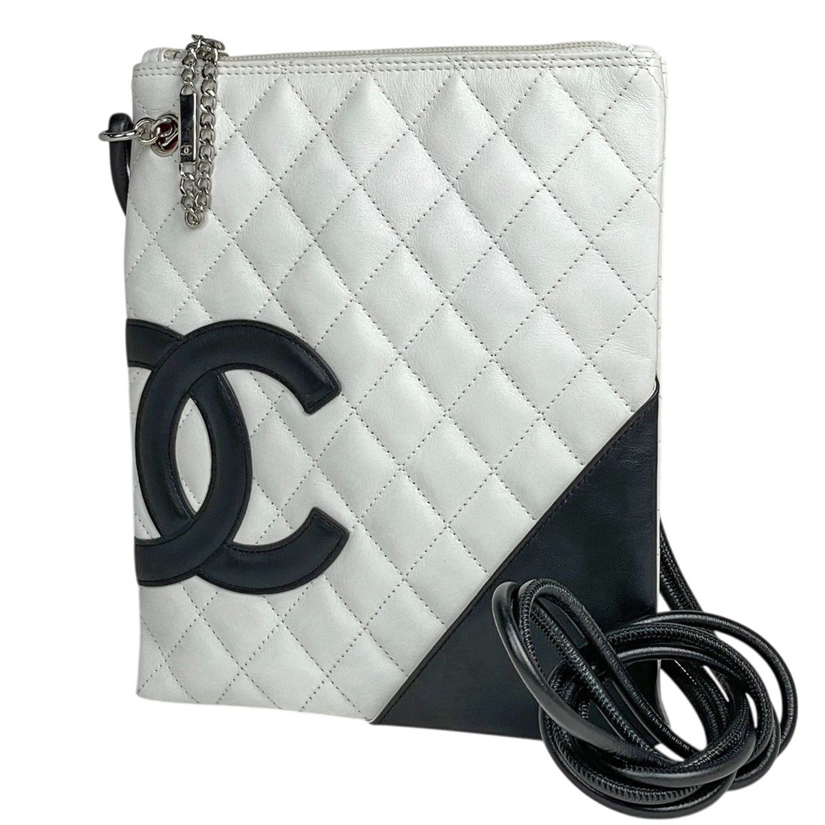 シャネル CHANEL カンボンライン ショルダーバッグ ココマーク レザー ホワイト レディース 【中古】