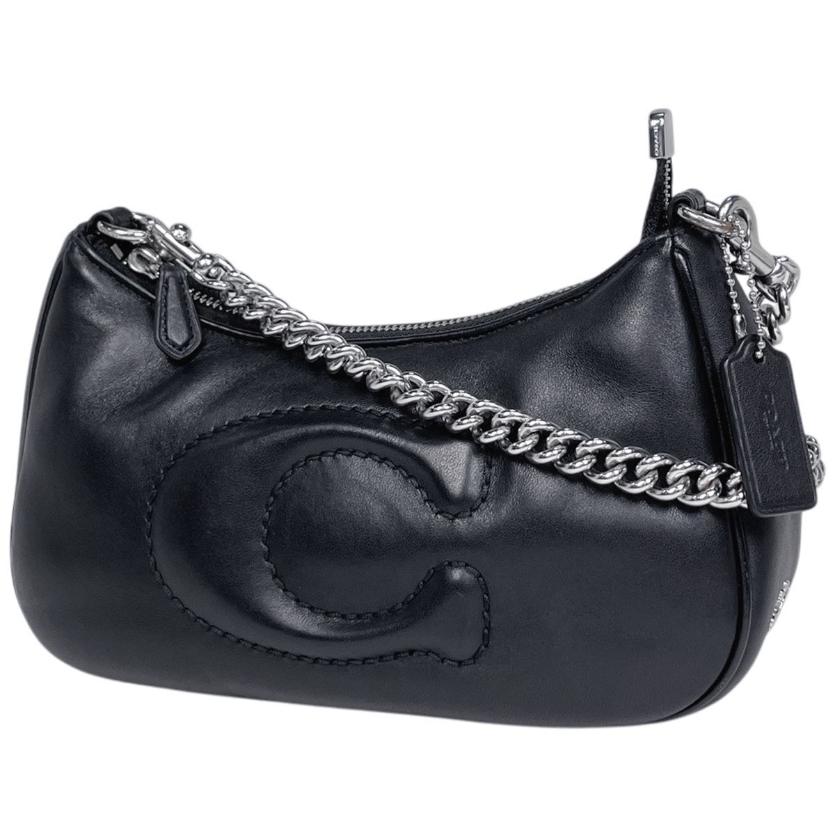 コーチ COACH テリ ショルダーバッグ シグネチャー キルティング 2WAY レザー ブラック CJ608 レディース 【中古】
