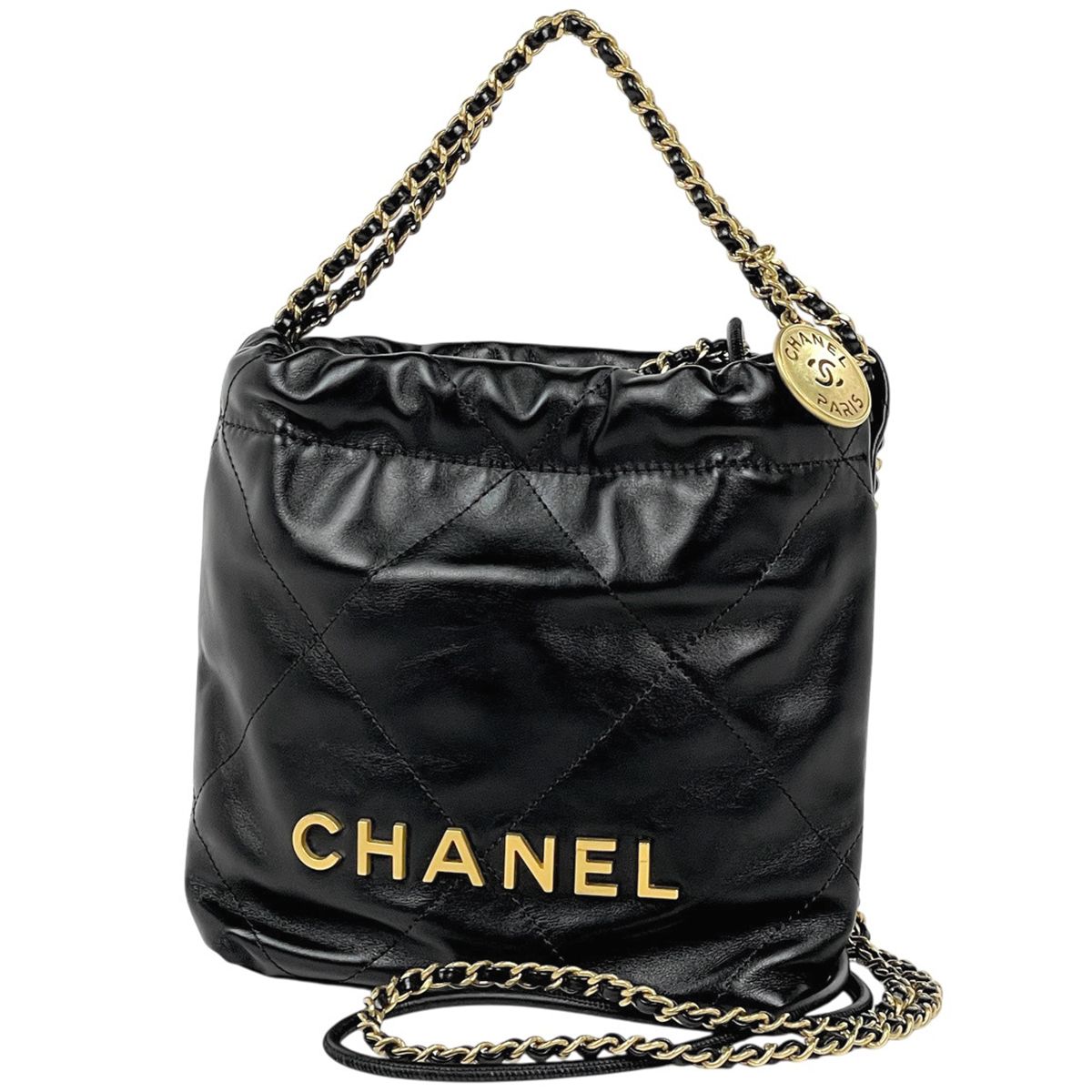 シャネル CHANEL シャネル22 ミニ ハンドバッグ 2WAY ショルダーバッグ レザー ブラック AS3980 レディース 【中古】