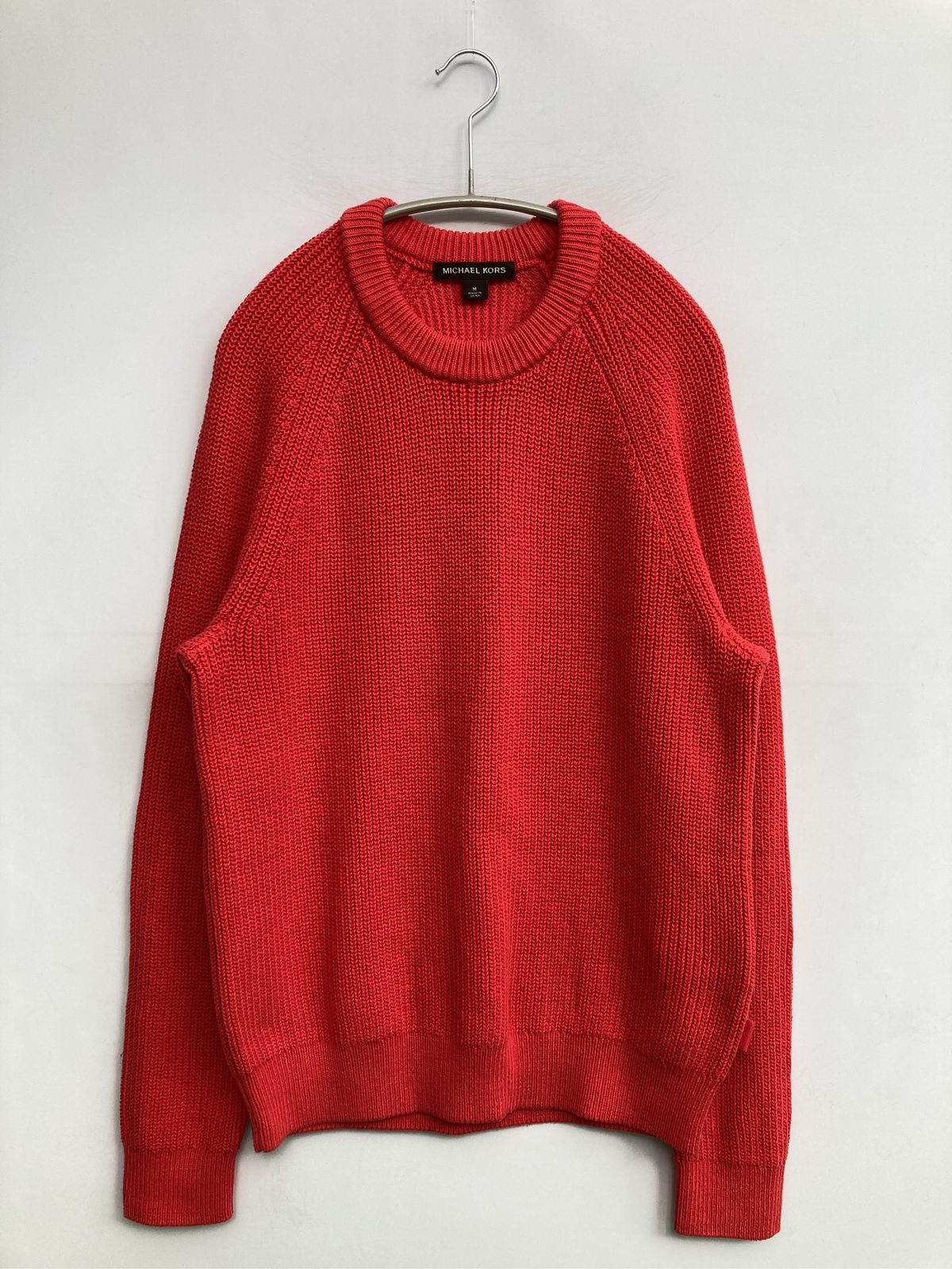 MICHAEL KORS マイケルコース ニット/セーター M レッド コットン ニット ナイロン 無地 ミドル丈 長袖 クルーネック(丸首) メンズ
