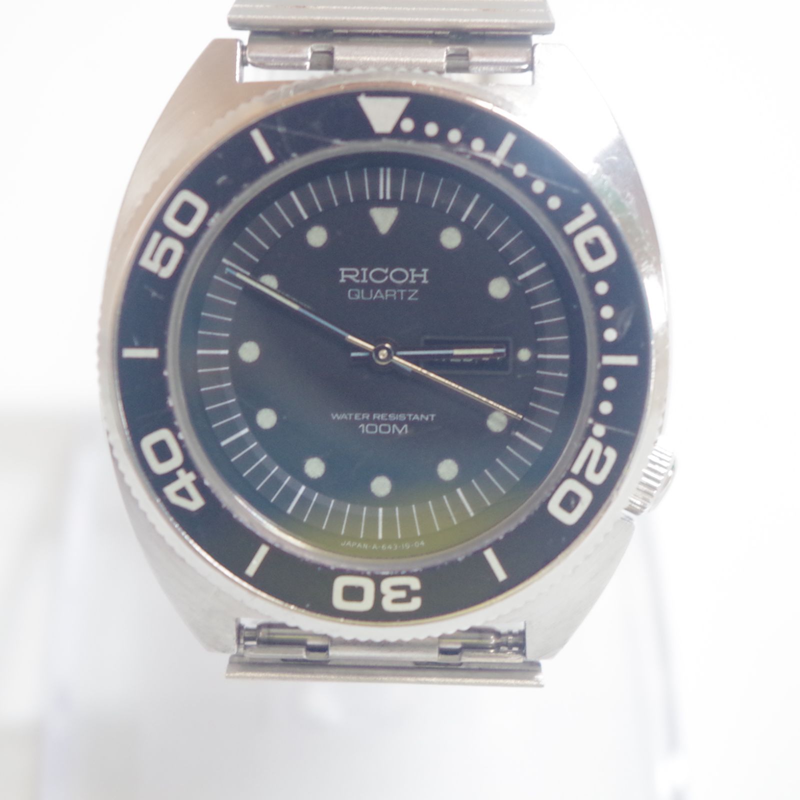 A7100 RICOH 643018 Diver 100M ブラック文字盤 電池交換済み 新品ヴィンテージ風ベルト 動作良好 A7100 RICOH 643018 Diver 100M ブラック文字盤 電池交換済み 新品ヴィンテージ風ベルト 動作良好