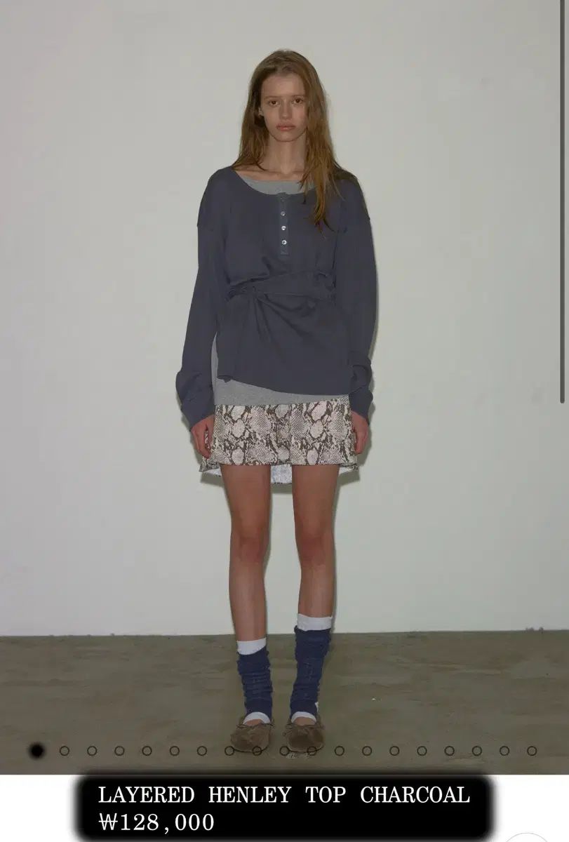 seo エスイーオー LAYERED HENLEY TOP CHARCOAL