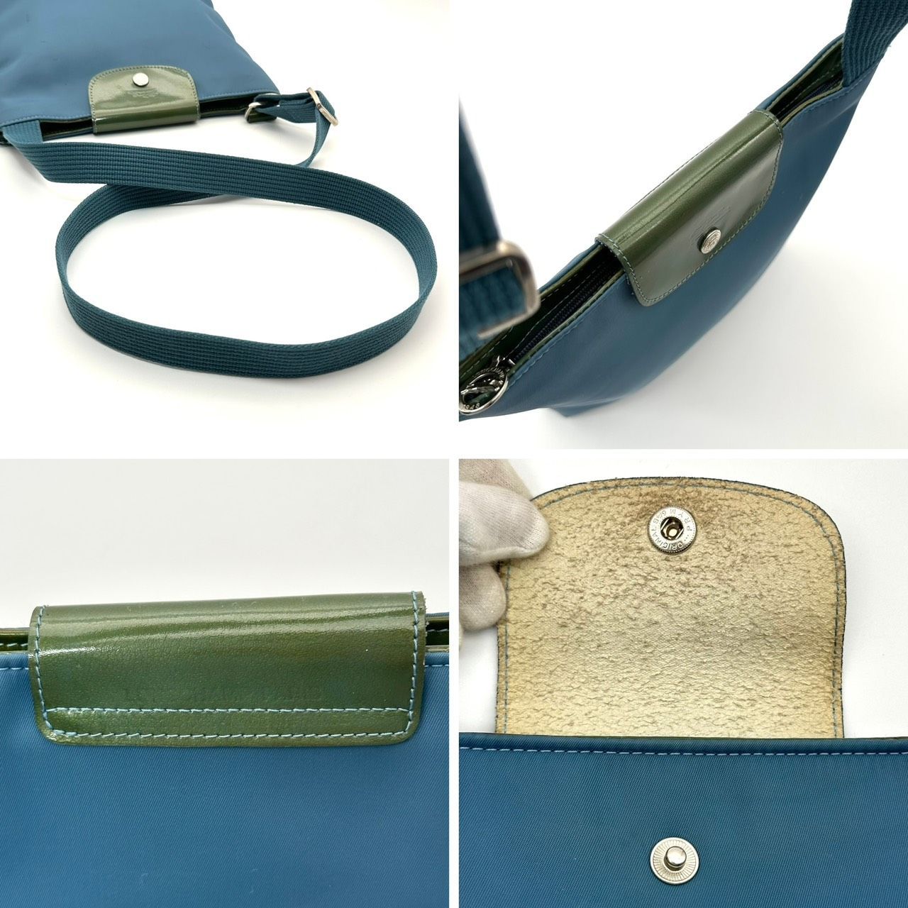 B5711】 Longchamp ロンシャン ショルダーバッグ ナイロン ブルー