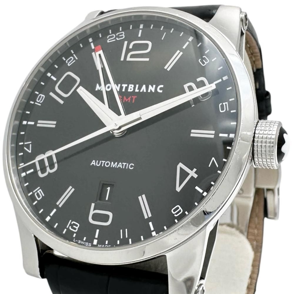【MONTBLANC/モンブラン】7081 裏スケルトン 腕時計 ステンレススチール/レザー 自動巻き/オートマ ブラック文字盤/ブラックレザーベルト メンズ 【中古】【真子質店】【GD】