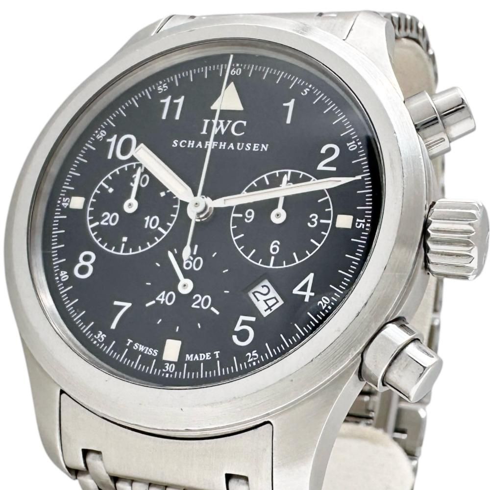 【IWC/インターナショナルウォッチカンパニー】IW374102 腕時計 ステンレススチール クオーツ ブラック文字盤/シルバーベルト メンズ 【中古】【真子質店】【BL】