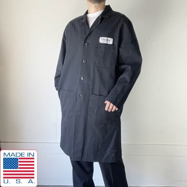 80s USA製 RED KAP レッドキャップ エンジニアコート 黒 L ブラック ショップコート ビンテージ アメリカ製 D154-17-0003ZV