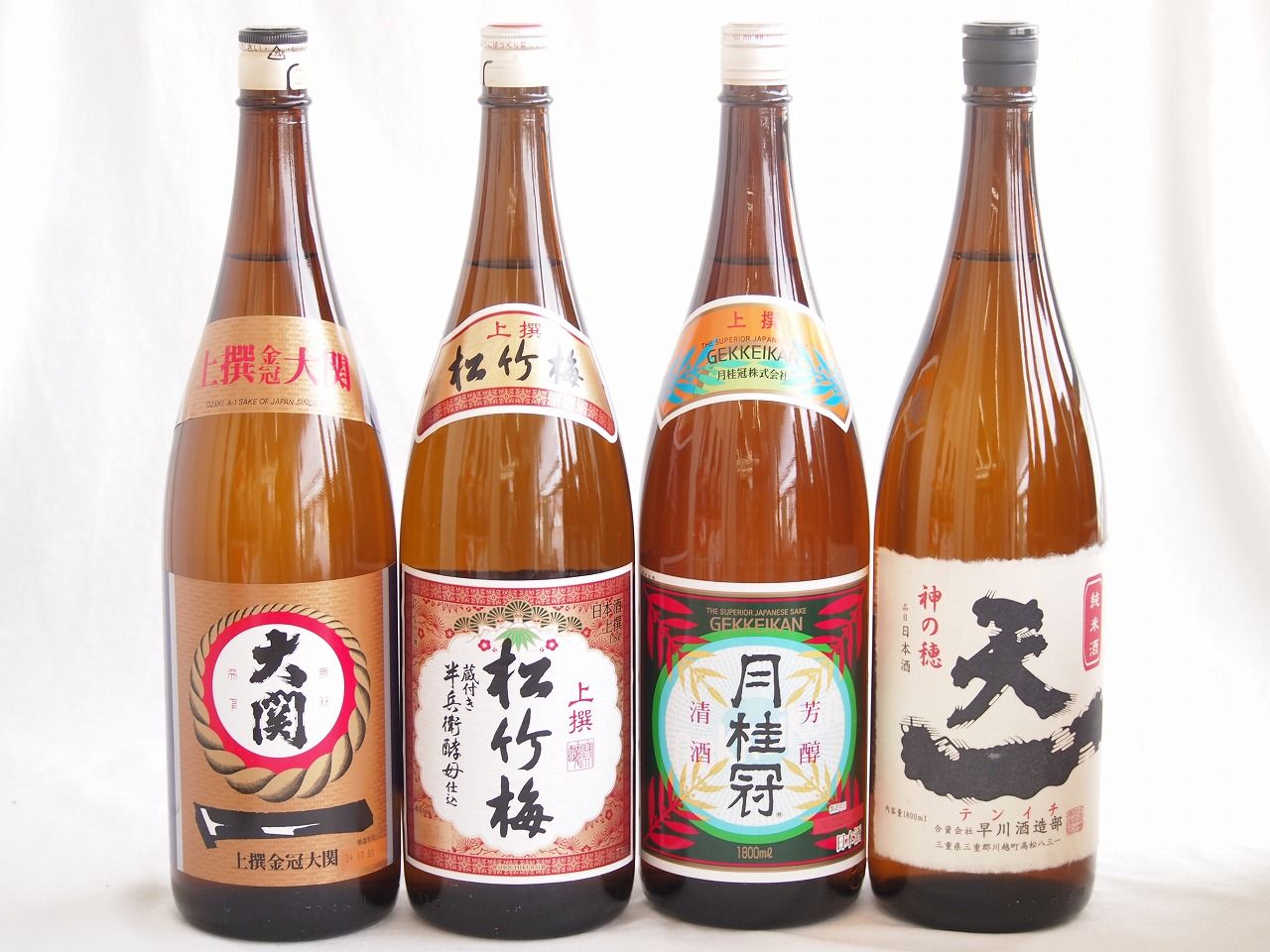 祝い酒日本酒4本セット(早川酒造部 天一純米酒(三重県) 大関 上撰金冠 清酒(兵庫県) 月桂冠 上撰 清酒(京都府) 松竹梅 上撰 清酒(兵庫県)) 1800ml×4本