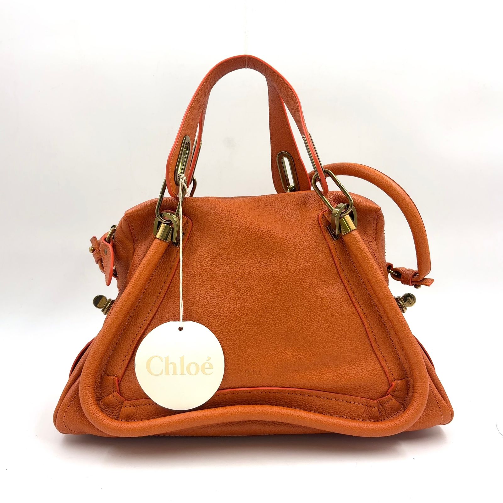 新着】Chloe パラティ 2WAYショルダー レザー オレンジ ハンドバッグ