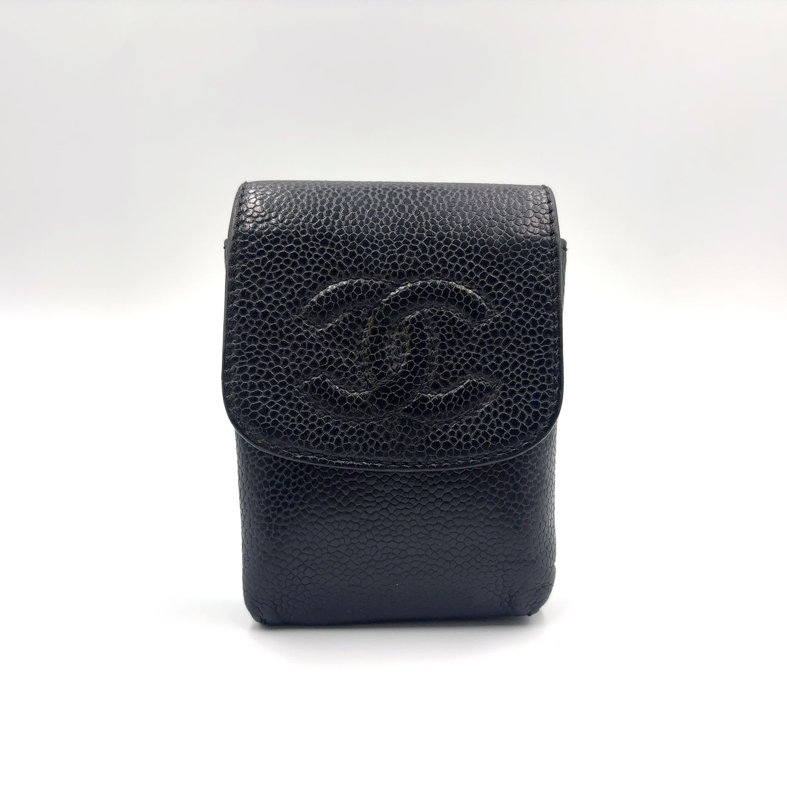【新着】CHANEL ココマーク シリアル番号6番台 キャビアスキン ブラック シガレットケース ゴールド A13511