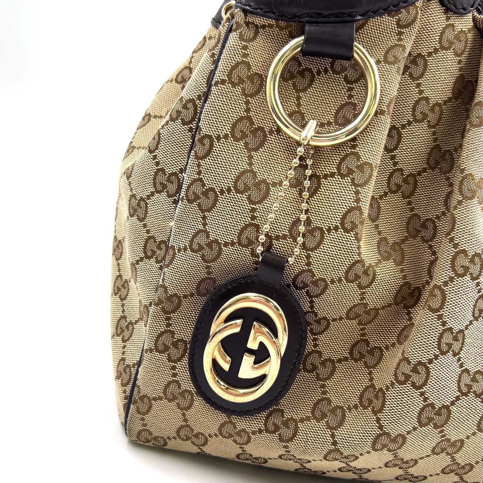 新着】GUCCI スーキー ディアマンテ レザー、キャンバス ダーク