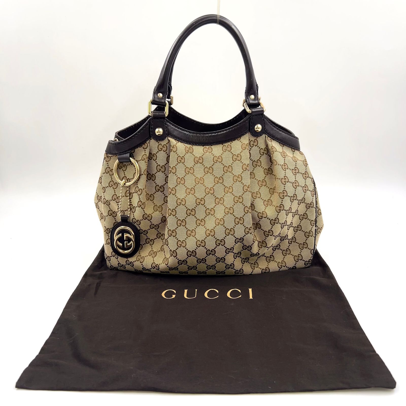 新着】GUCCI スーキー ディアマンテ レザー、キャンバス ダーク