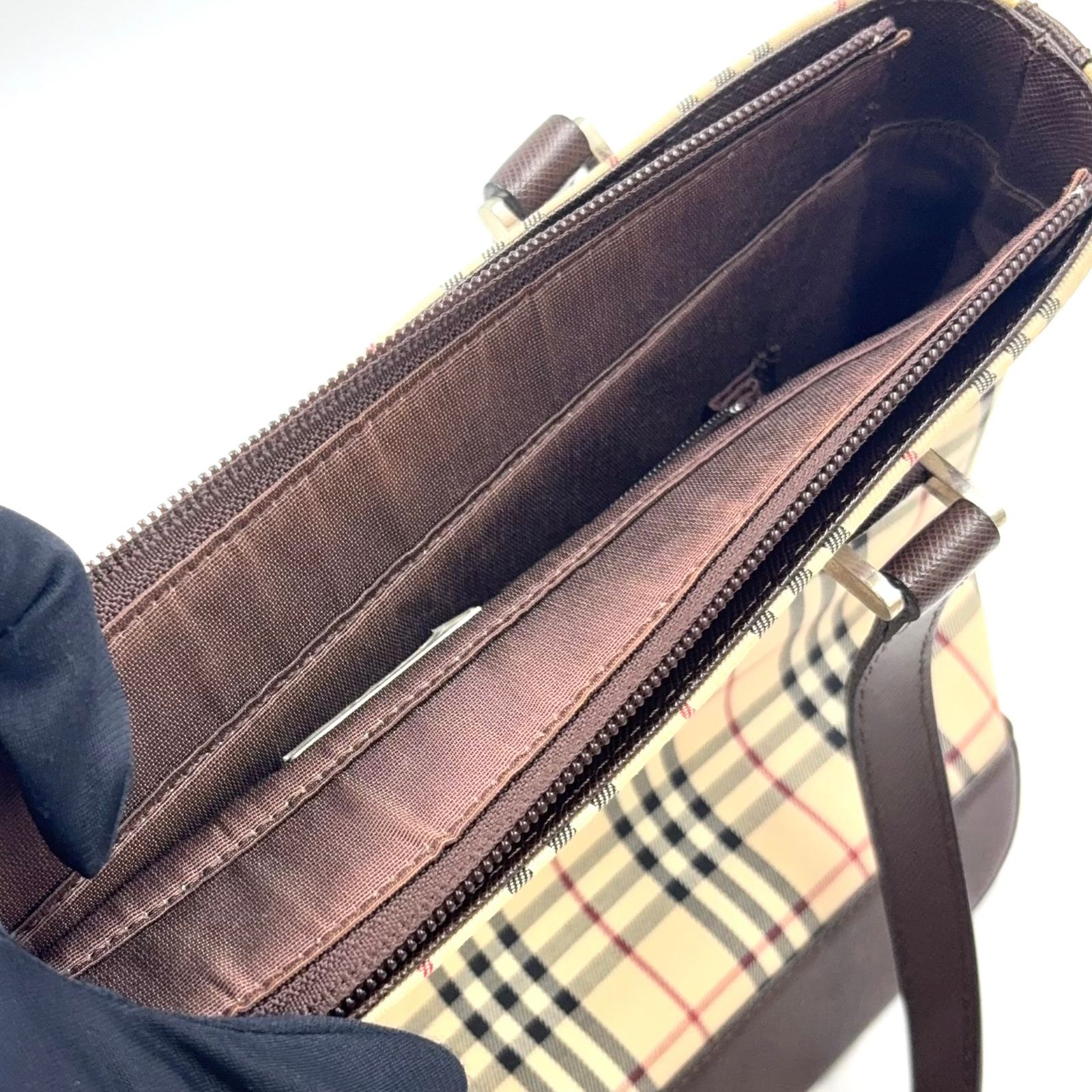 新着】BURBERRY ノバチェック キャンバス レザー、キャンバス ダーク
