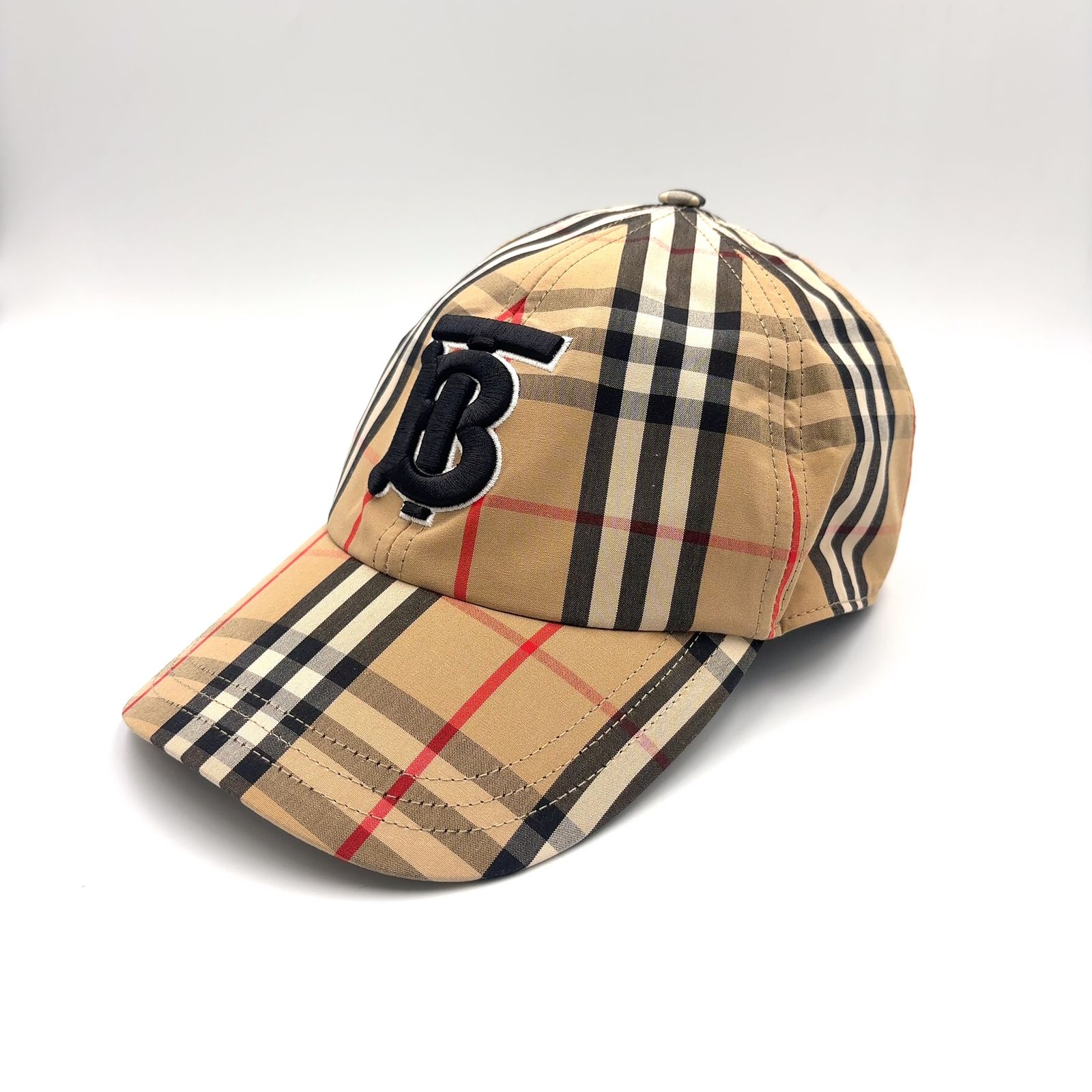 【新着】BURBERRY モノグラムモチーフ ヴィンテージチェック コットン ベージュ 帽子 シルバー